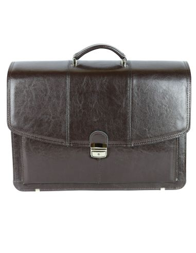 Teczka męska 3-komorowa - powiększona - brąz