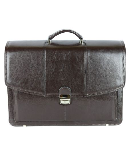 Teczka męska 3-komorowa - powiększona - brąz