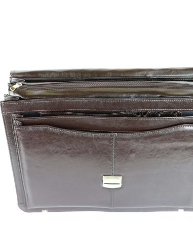 Teczka męska 3-komorowa - powiększona - brąz