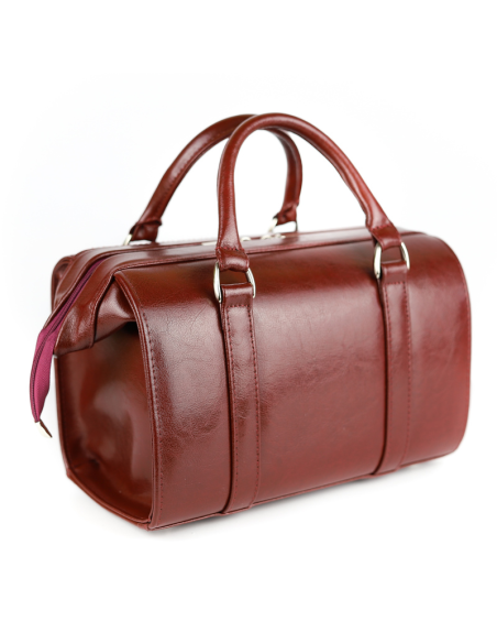 Skórzana torba lekarska mała - wiśnia