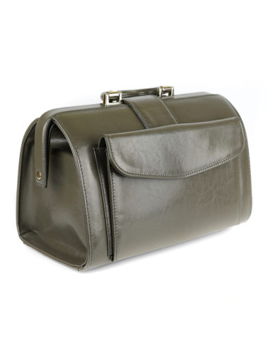 Skórzana torba lekarska duża - szara