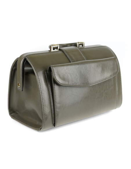 Skórzana torba lekarska duża - szara