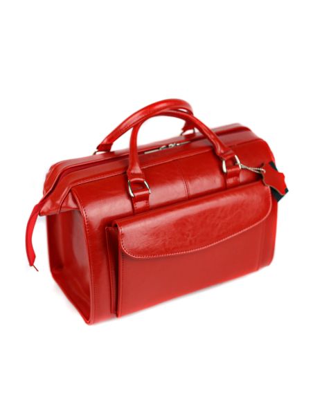 Skórzana torba lekarska mała - czerwona