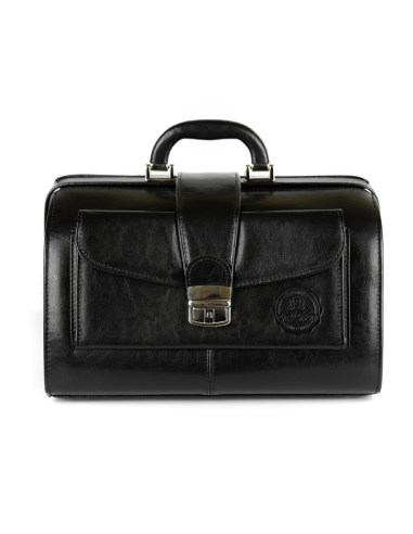 Skórzana torba lekarska duża - czarna