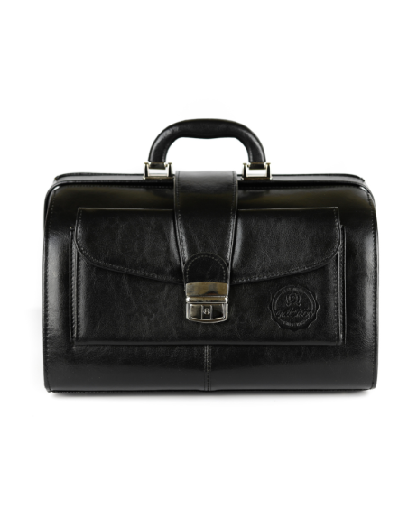 Skórzana torba lekarska duża - czarna