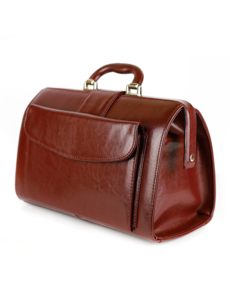 Skórzana torba lekarska mała - wiśnia