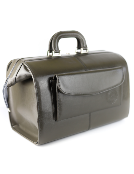 Skórzana torba lekarska duża - szara