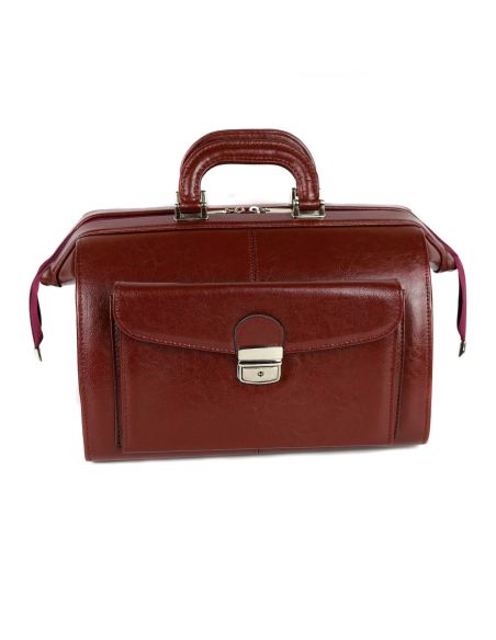 Skórzana torba lekarska mała - wiśniowa