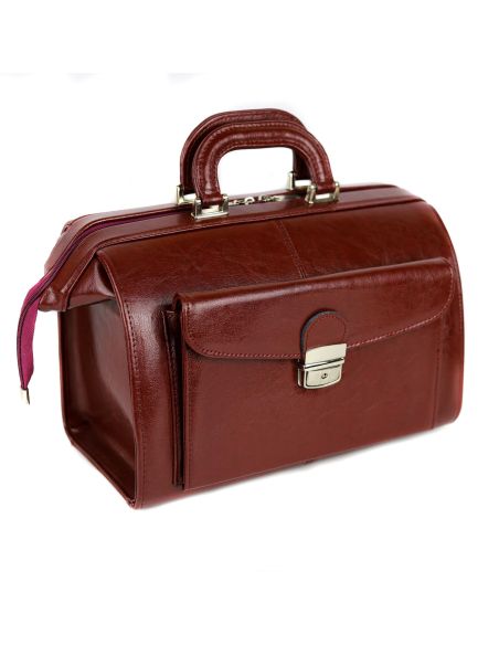 Skórzana torba lekarska mała - wiśniowa