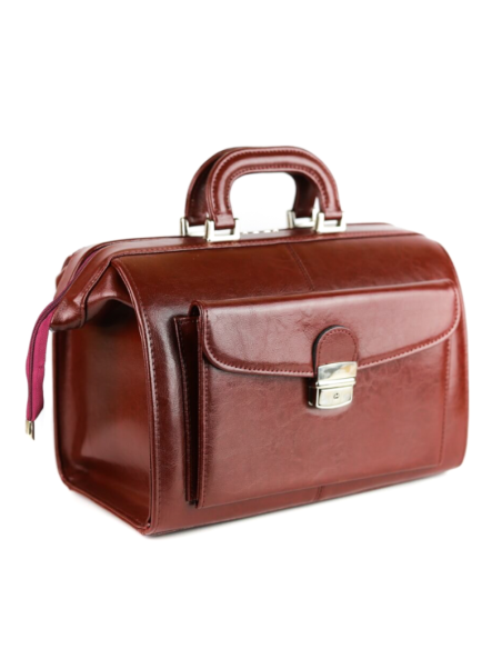 Skórzana torba lekarska mała - wiśniowa