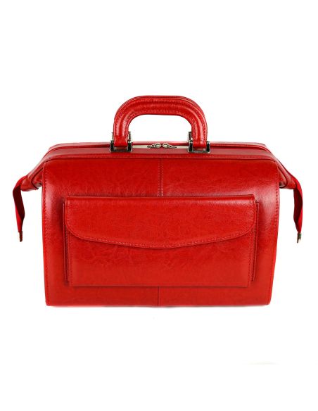 Skórzana torba lekarska duża - czerwony