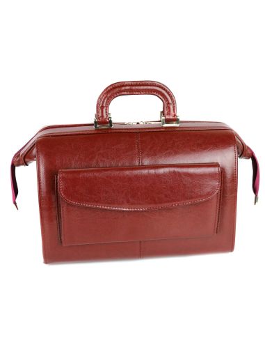 Skórzana torba lekarska duża - wiśnia