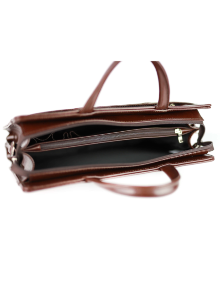 Teczka damska suwakowa 2-komorowa - jasny brąz