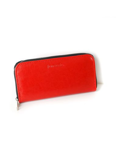 Portfel skórzany Korona - czerwony gładki