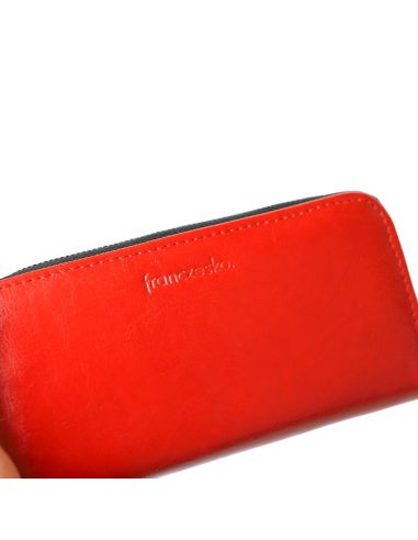 Portfel skórzany Korona - czerwony gładki