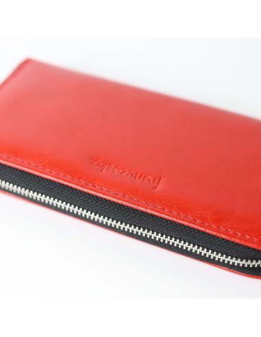 Portfel skórzany Korona - czerwony gładki