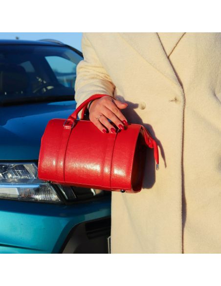 Skórzana torba lekarska mała - czerwona