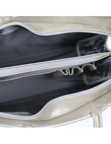 511 Damski skórzany kuferek duży - szary