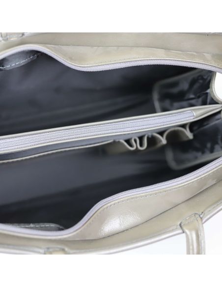 515 Damski kuferek duży pasy - jasny brąz