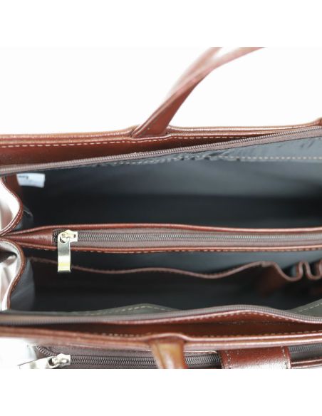 516 Skórzany Damski Kuferek Biznesowy - czerwony