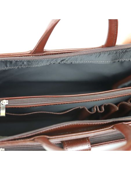 516 Skórzany Damski Kuferek Biznesowy - brąz