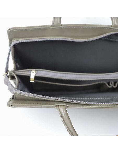 520 Torba damska 2-komorowa pasy - siwa