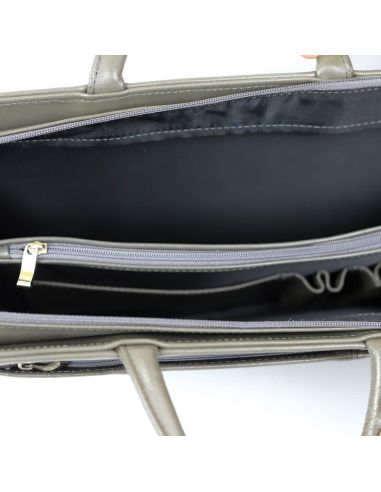 520 Torba damska 2-komorowa pasy - jasny brąz