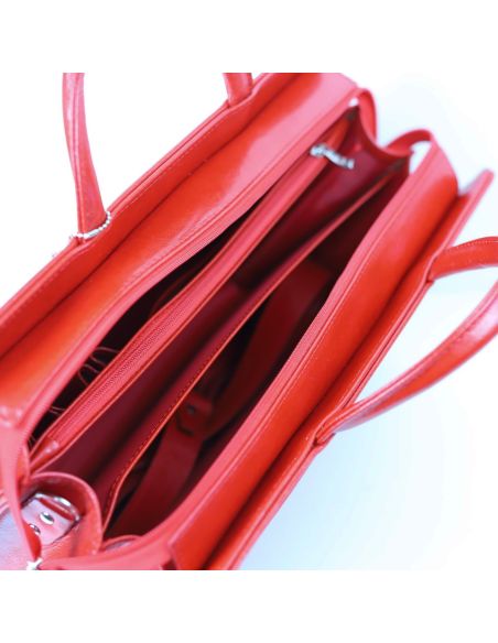 Teczka damska 3-komorowa - czerwona