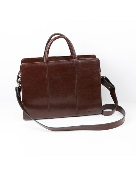 Damski skórzany kuferek duży - jasny brąz