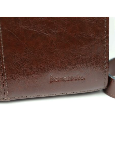 Damski skórzany kuferek duży - jasny brąz