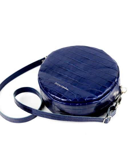 Torebka kółko - croc granat połysk