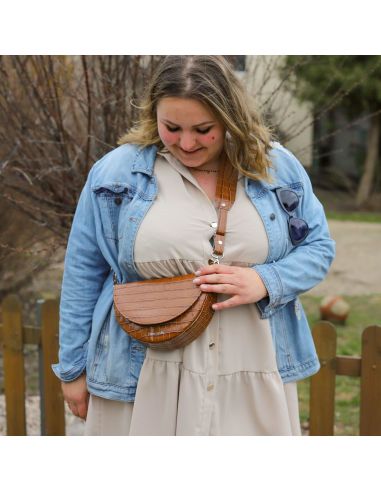 Torebka franczeska S - croc brąz + suwak