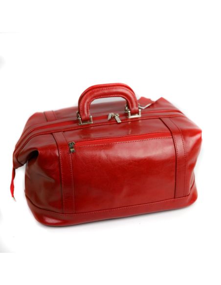 Skórzana torba lekarska duża - czerwona