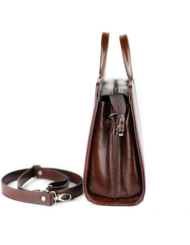 Damski skórzany kuferek duży - jasny brąz