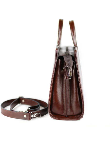 Damski skórzany kuferek duży - jasny brąz