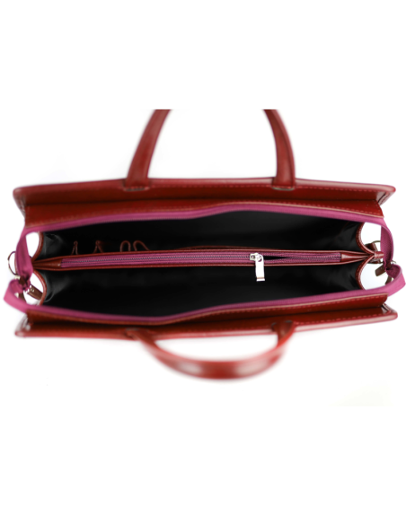 Teczka damska 2-komorowa pasy - wiśnia