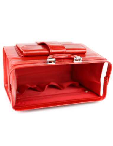 Skórzana torba lekarska duża - czerwona