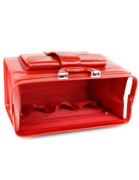 Skórzana torba lekarska duża - czerwona